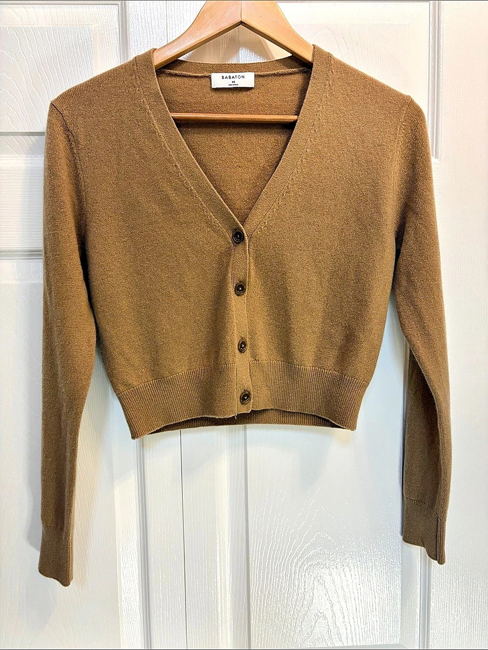 Babaton Brown Cashmere V-Neck Cardigan XS